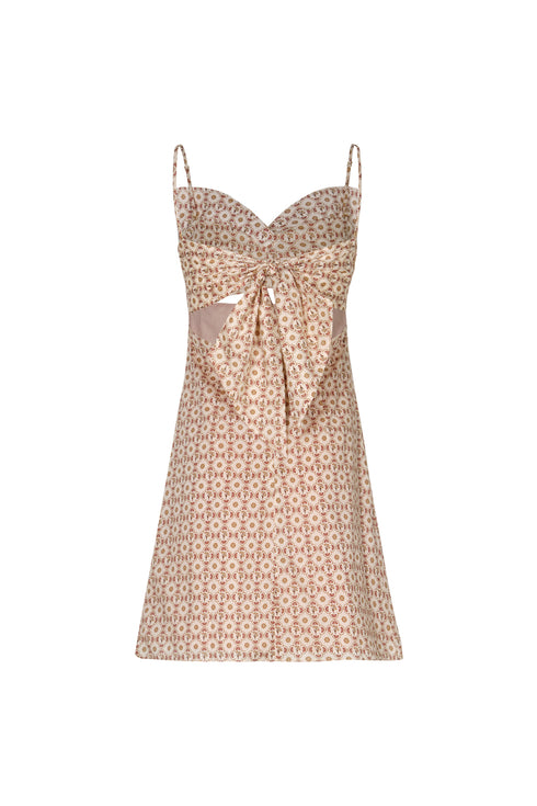 Victoria Cotton Mini Dress  / Beige May Flower